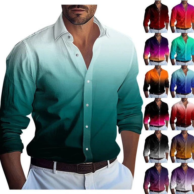 Multi-Color Gradient Pattern Printed Men's Clothing