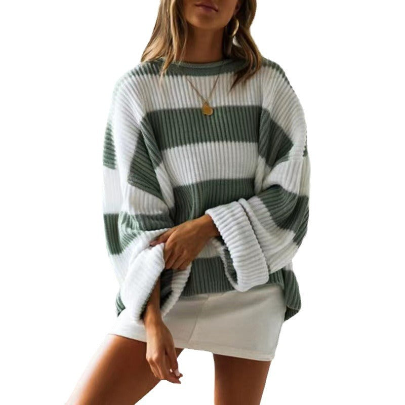 Women's Bell Sleeve Loose Sweater Striped
