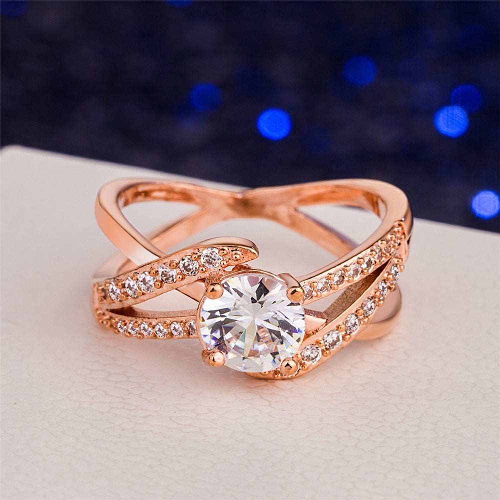 New Rose Gold Plated Diamond-studded Ring