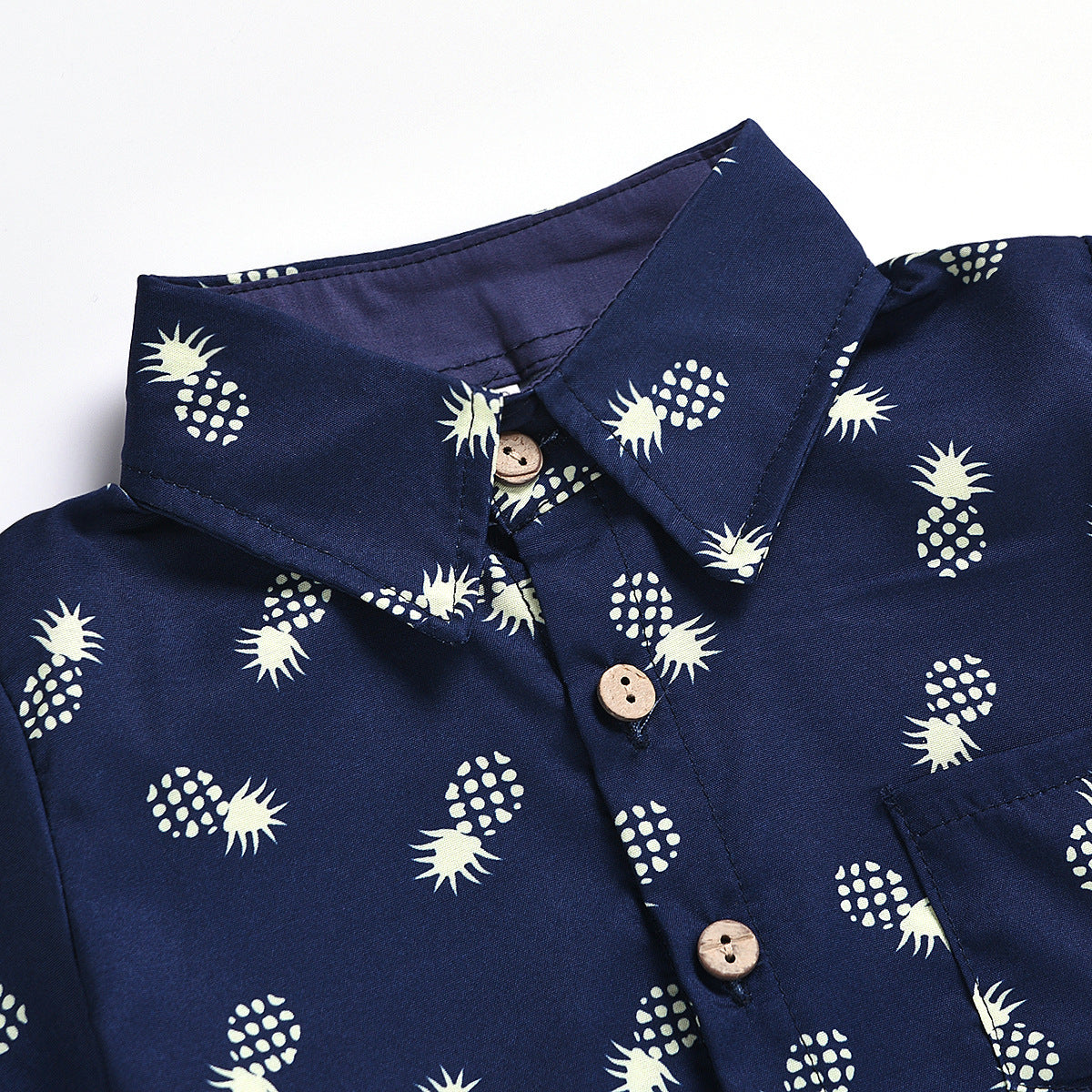 Pineapple Print Short-sleeved Shirt Suit  Shorts Casual Two-piece Suit