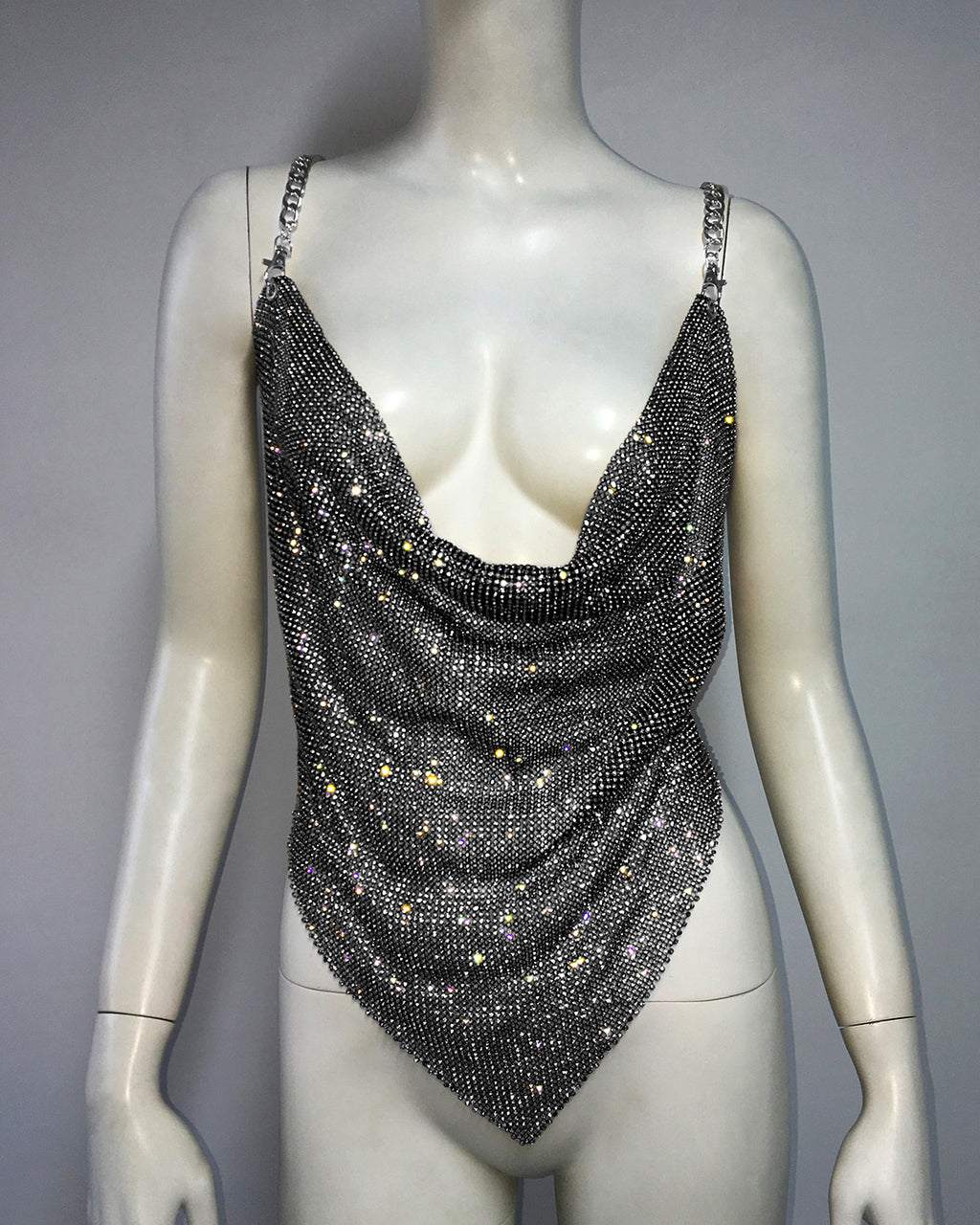 Metal Rhinestone Chain Sexy Suspenders Irregular Vest