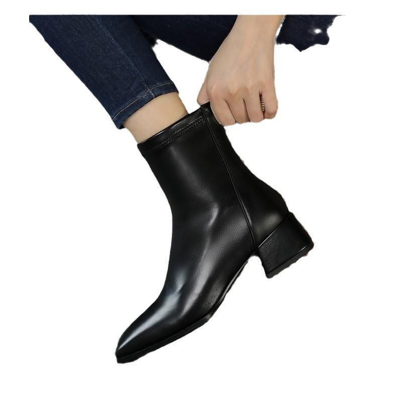 New Chunky Heel Square Toe Ankle Boots