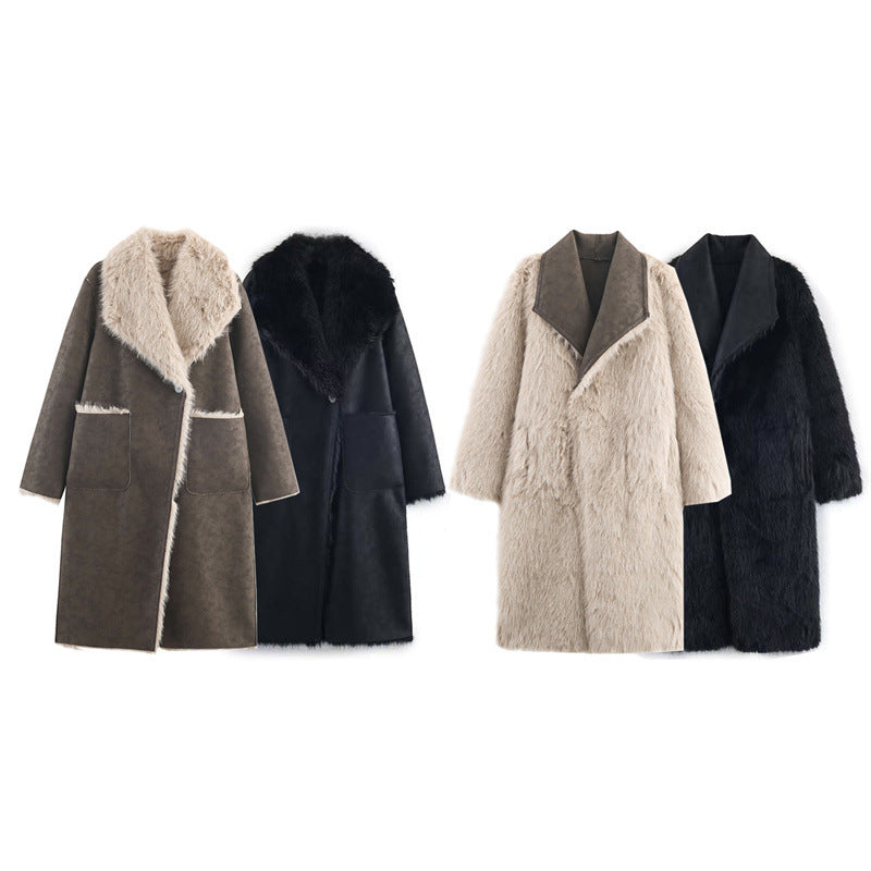 Winter European And American Double-sided Reversible Faux Fur Coat