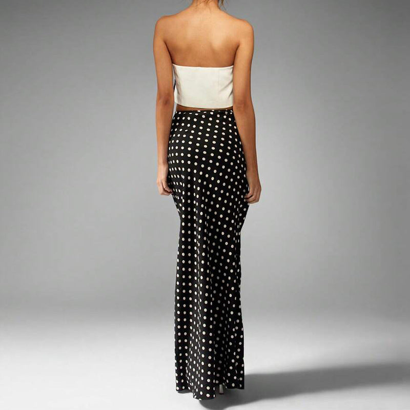 Summer European And American Elegant Slim-fit Polka Dot One-step Skirt Mid Skirt For Women