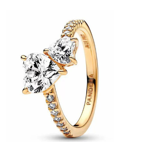 925 Silver Diamond-Encrusted Heart And Butterfly Minimalist Ring