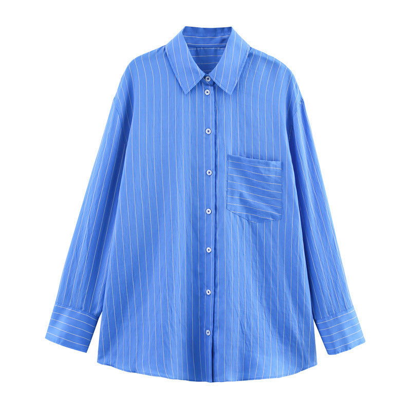 Loose Striped Shirt Pants Suit