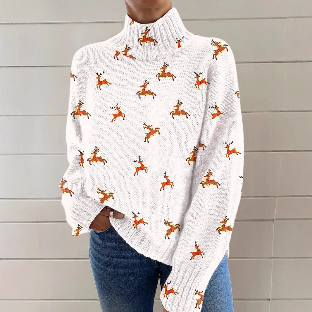 Women's Christmas Printed Turtleneck Sweater