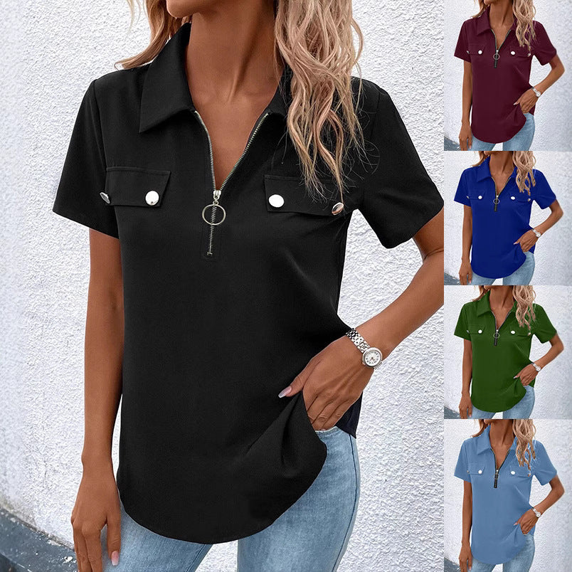 Fashionable Casual T-Shirt For Women With Button Details