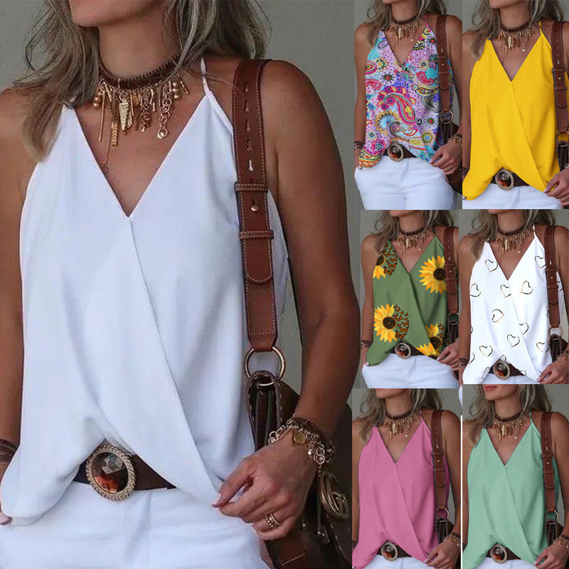 Loose Casual V-neck Bottoming Women's Top Vest