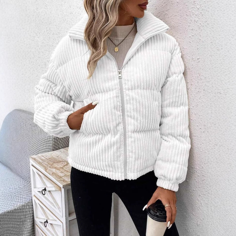 Women's Thickened Plus Size Short Corduroy Cotton Coat Jacket