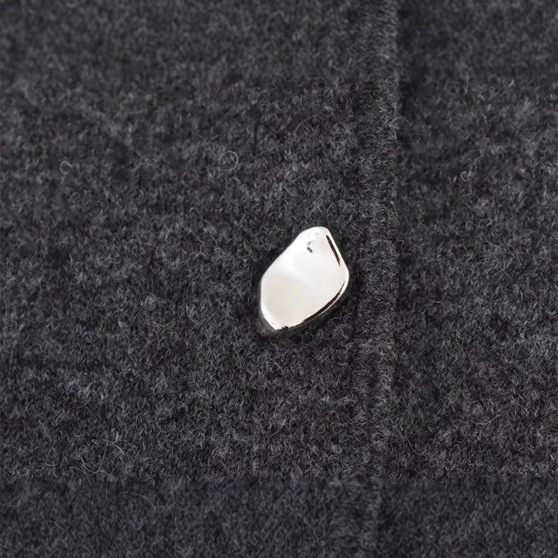 Women's Minimalist Long Sleeve Round Neck Plain Stitch Coat