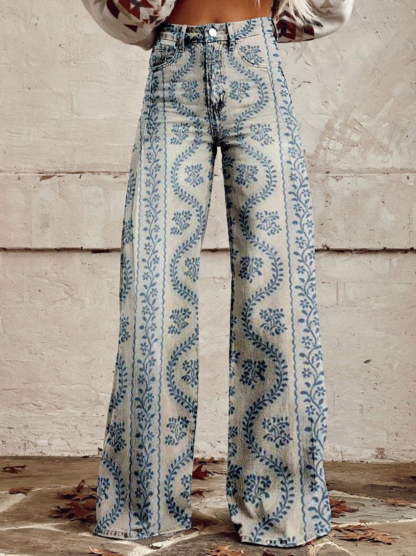 Thin Anti-3D Trendy Bell-bottom Pants Women's Denim Wide-leg Pants