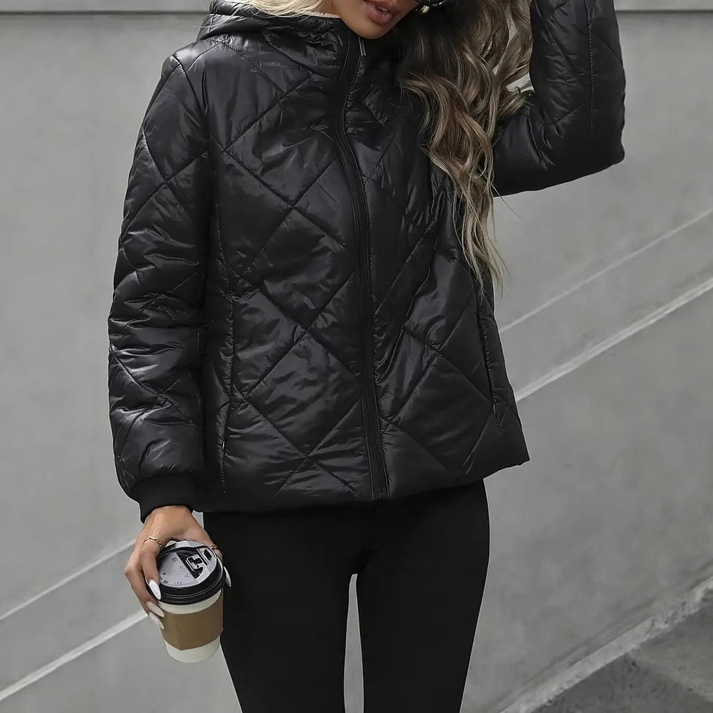 Rhombus Cotton-padded Coat Women Thin And Warm