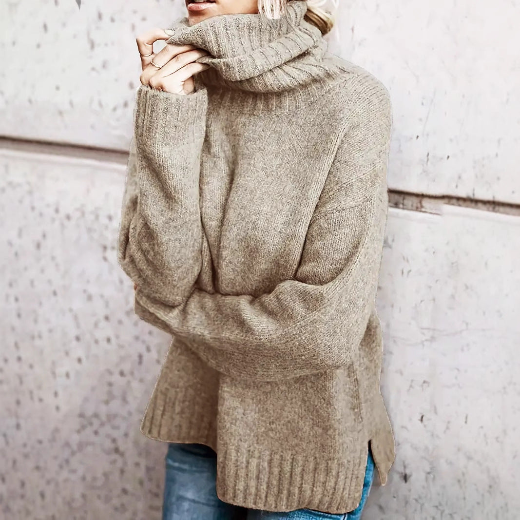 Turtleneck Autumn And Winter Laid-back Long Sleeve Sweater Plus Size Women's Solid Color Elegant