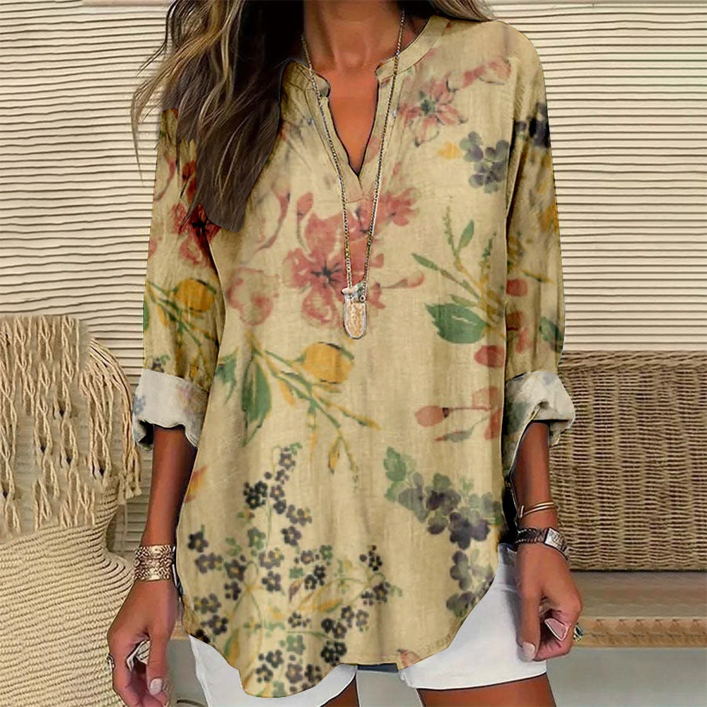Spring And Summer Women's Clothing European And American Fashion Long Sleeve Shirt