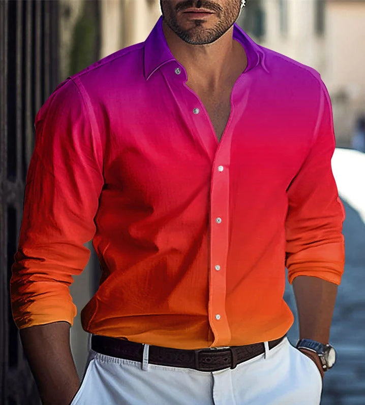 Multi-Color Gradient Pattern Printed Men's Clothing