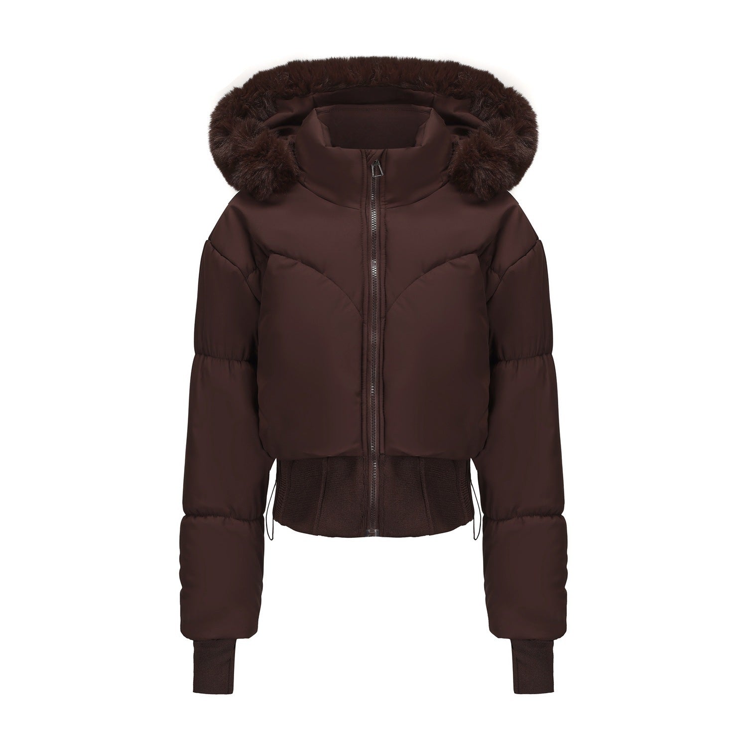 Women's Hooded Large Fur Collar Short Cotton Jacket