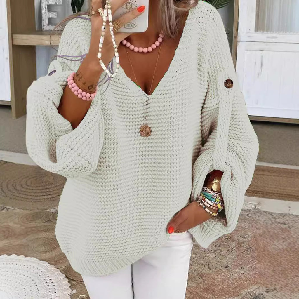 Autumn And Winter Long Sleeve V-neck Sweater