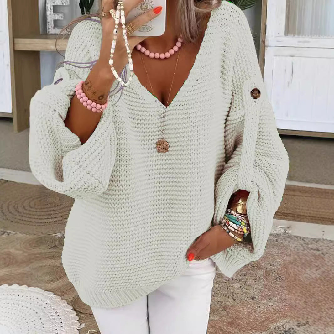 Autumn And Winter Long Sleeve V-neck Sweater
