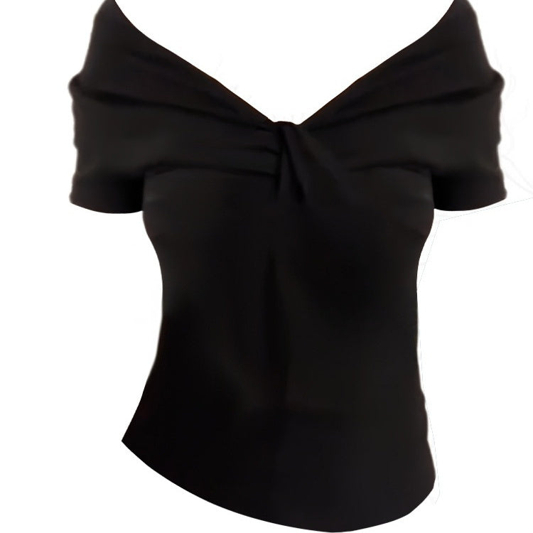 New Slim-fit Slimming Two-way Top Off-shoulder T-shirt Women
