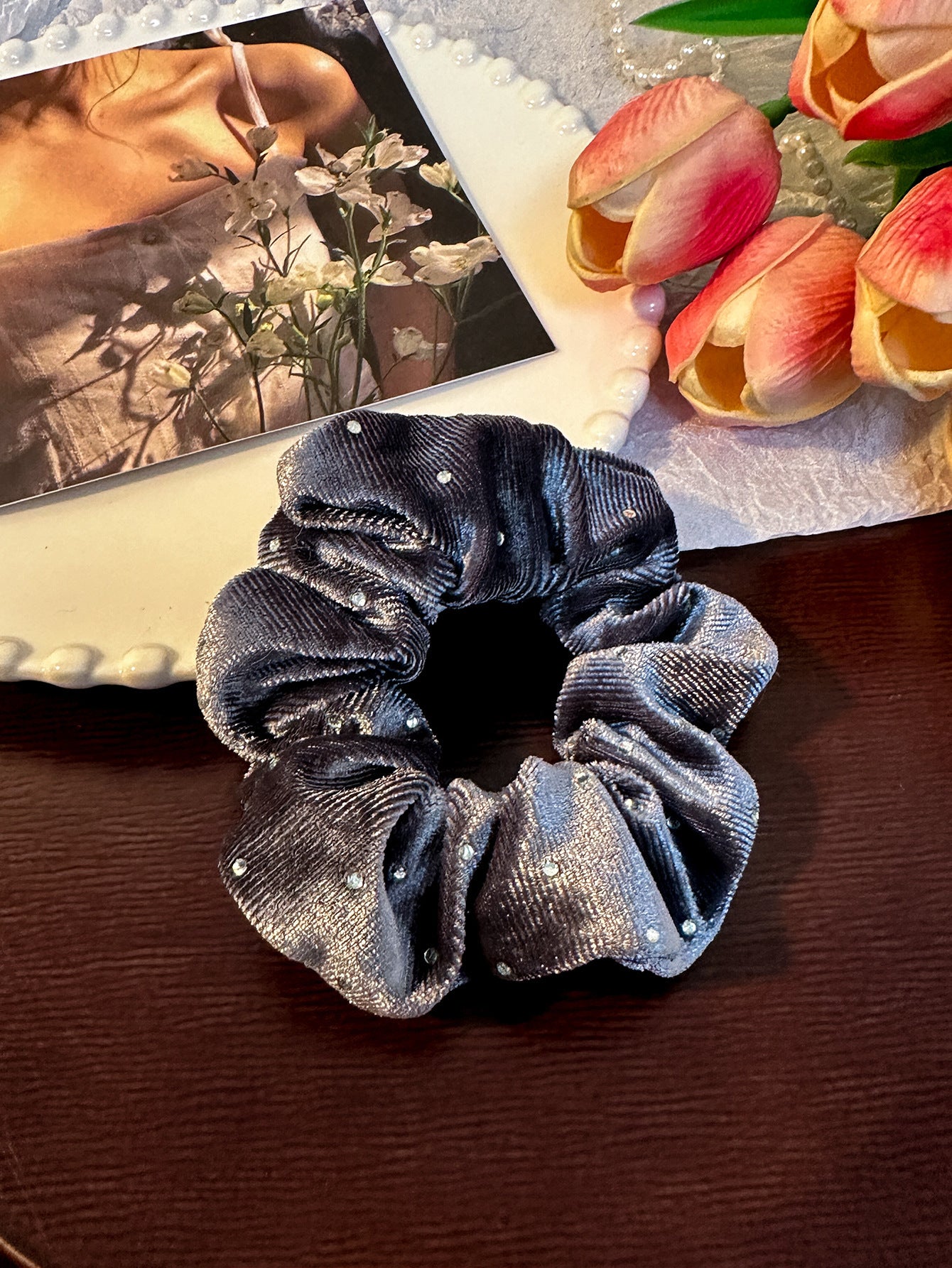 Korean Velvet Ring With Diamond Flannel Simple Headband Hair Accessories Elastic Flannel