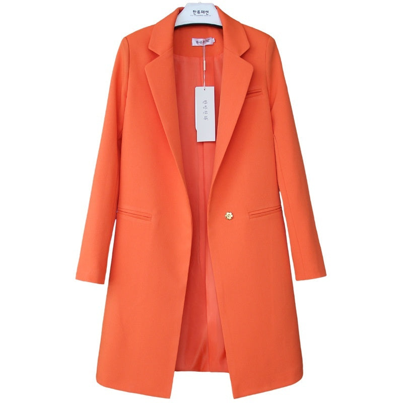 Mid-length Suit Spring Women's Long Sleeve Plus Size Nylon Slimming Versatile Straight Style