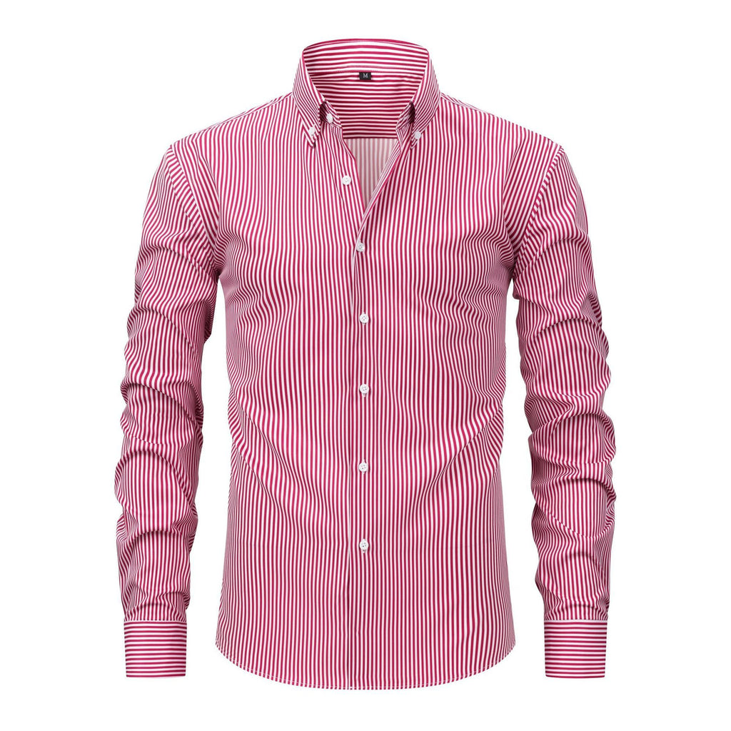 Non-ironing Anti-wrinkle Business Casual Striped Long-sleeved Men's Shirt