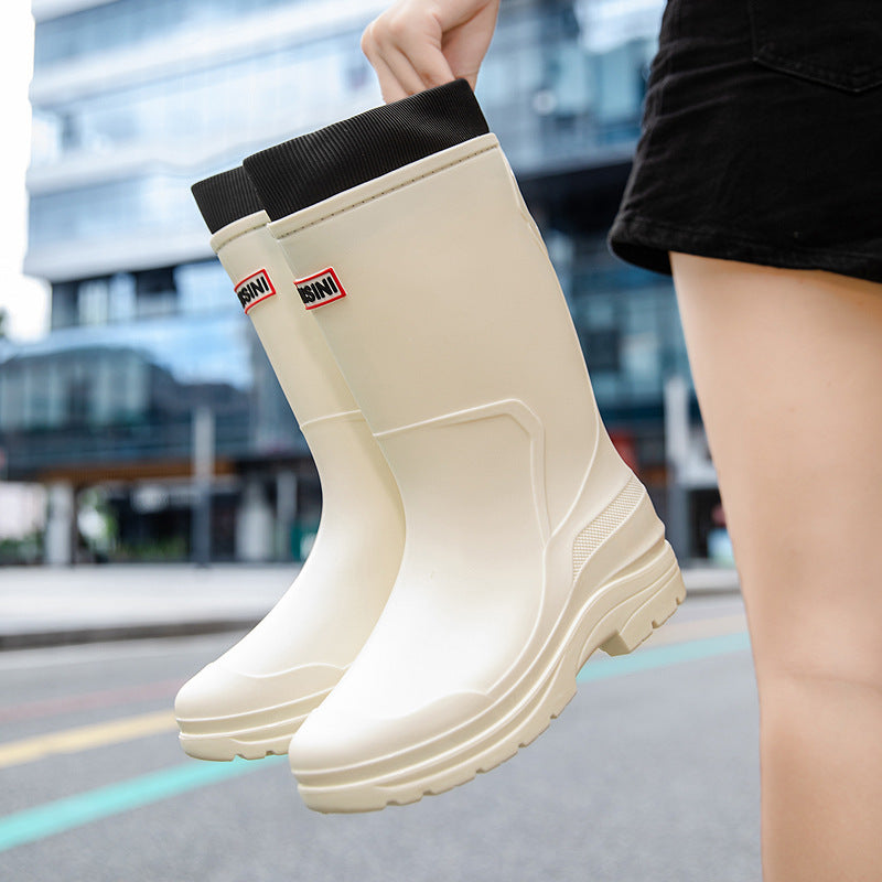 Kitchen High-top Waterproof Non-slip Rubber Shoes Women's Rain Boots