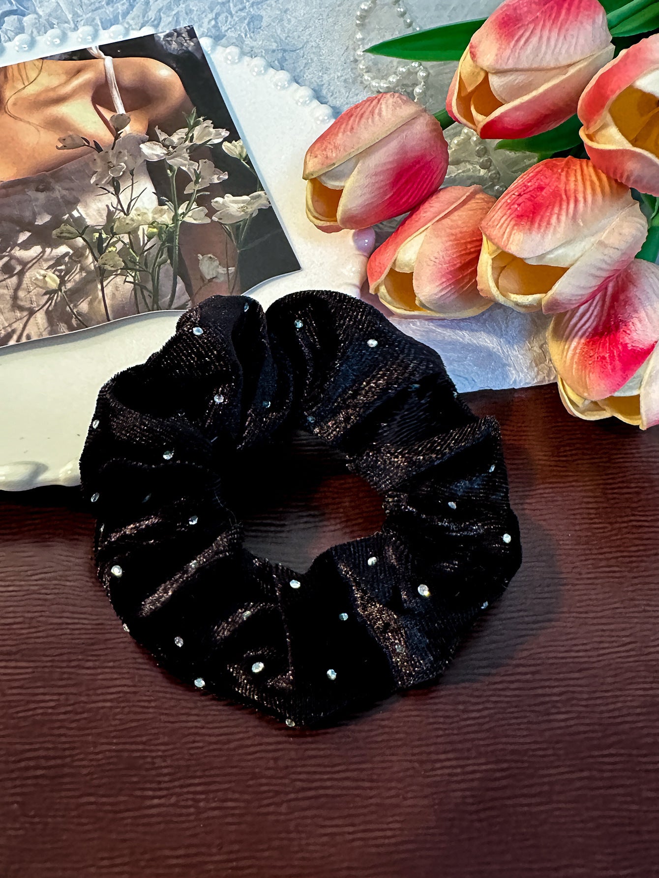 Korean Velvet Ring With Diamond Flannel Simple Headband Hair Accessories Elastic Flannel