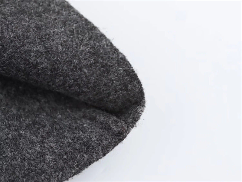 Women's Minimalist Long Sleeve Round Neck Plain Stitch Coat
