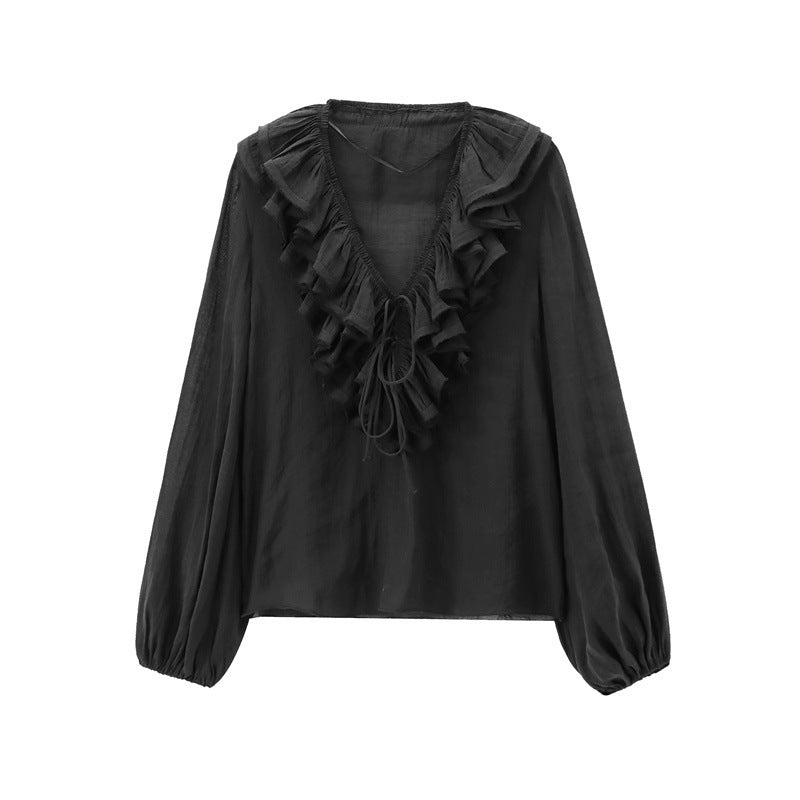 European And American Style Laminated Decoration Loose Pullover Shirt