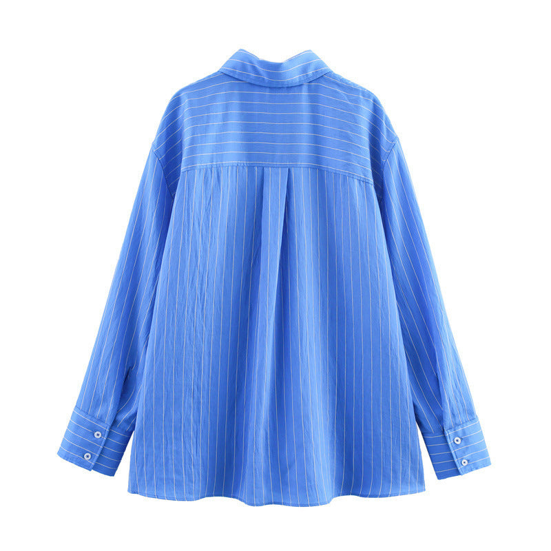 Loose Striped Shirt Pants Suit