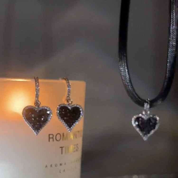 Micro Inlaid Zircon Rhinestone Love Heart Earrings