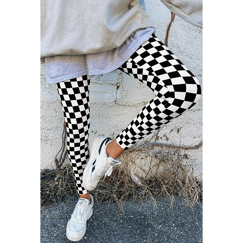 Women's Slim-fit European And American Fashion & Trend Printed Plaid Leggings