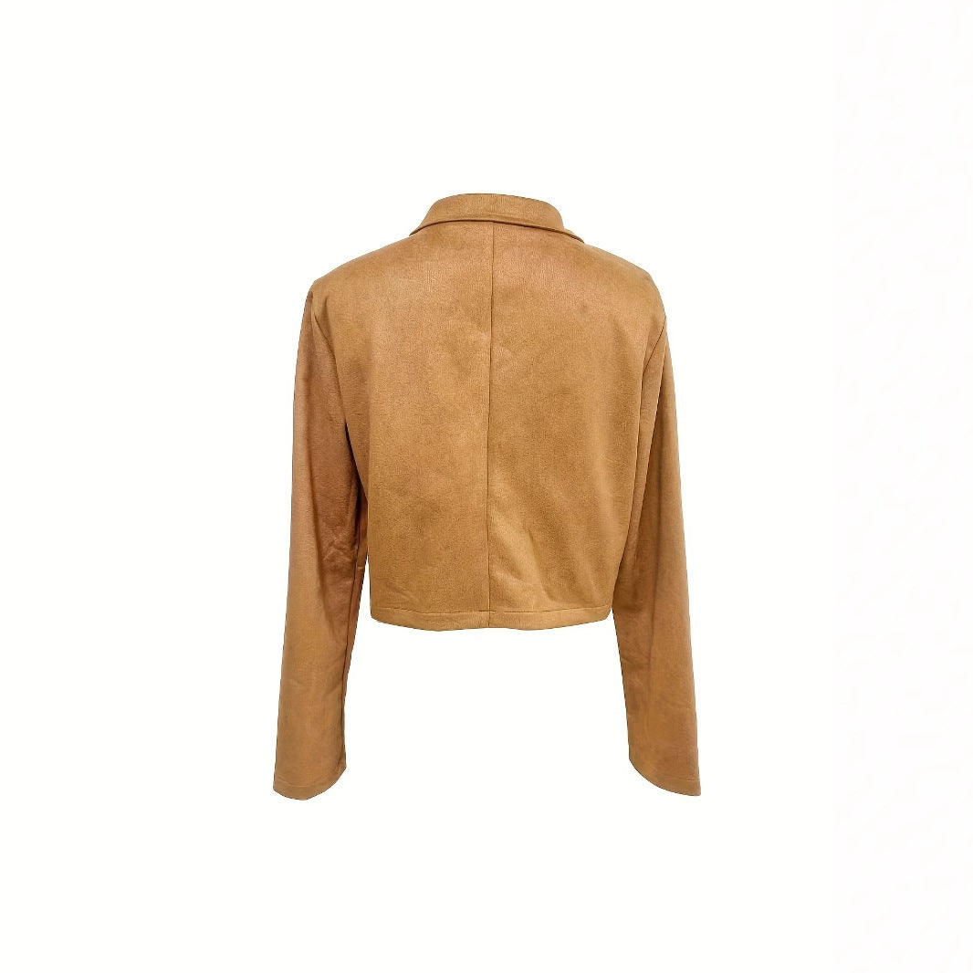Women's Fashionable Suit Collar Long Sleeved Western Style Short Tassel Jacket