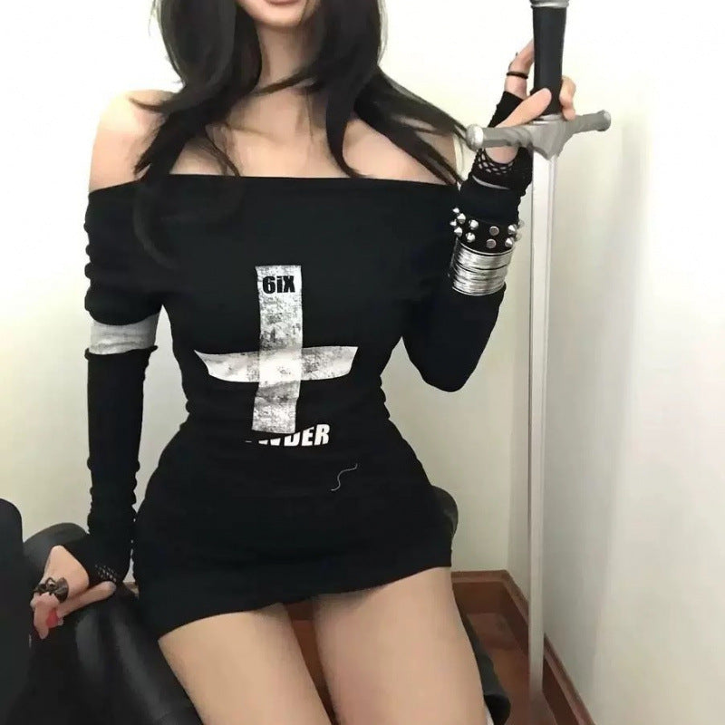 Dark Hot Girl Slim-fit Long Sleeve Dress Women