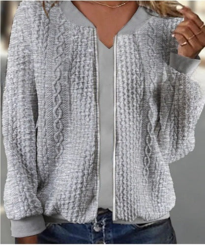 Women's Jacquard Long Sleeve Casual Short Coat