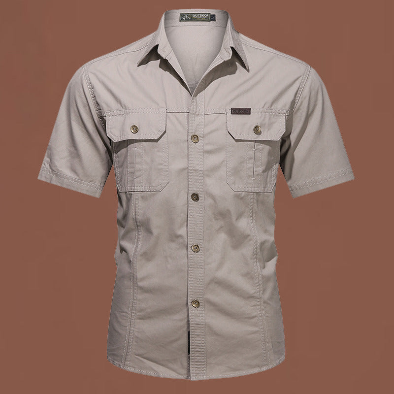 Workwear Short Sleeve Cotton Work Clothes Shirt Outdoor Loose Men's Shirt