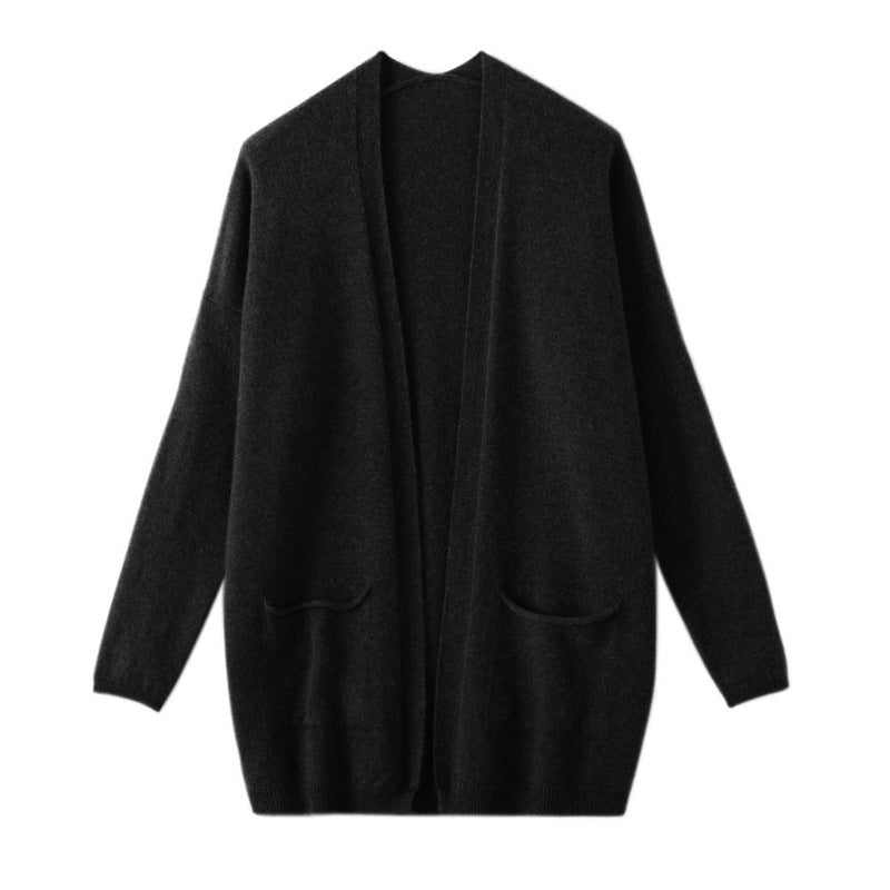 Solid Color Cardigan Sweater Coat For Women
