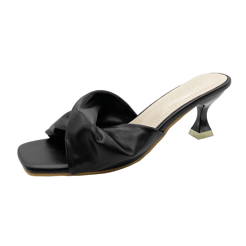 Simple High Heel Shoes Outdoor Semi-slippers