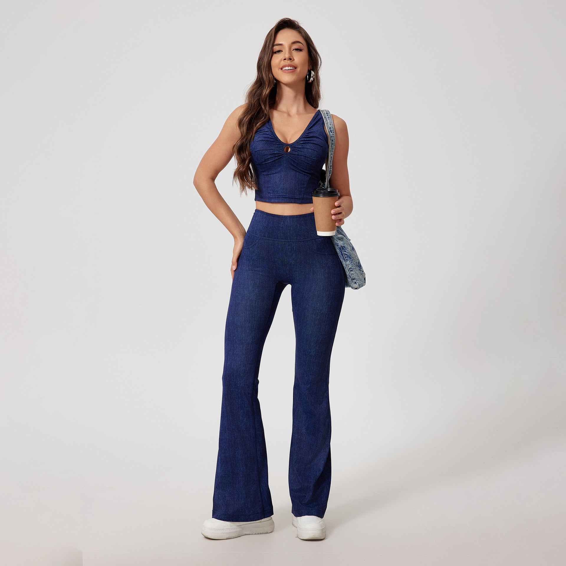 Ins European And American Sports Denim Trousers Sexy High Waist Seamless Nude Feel