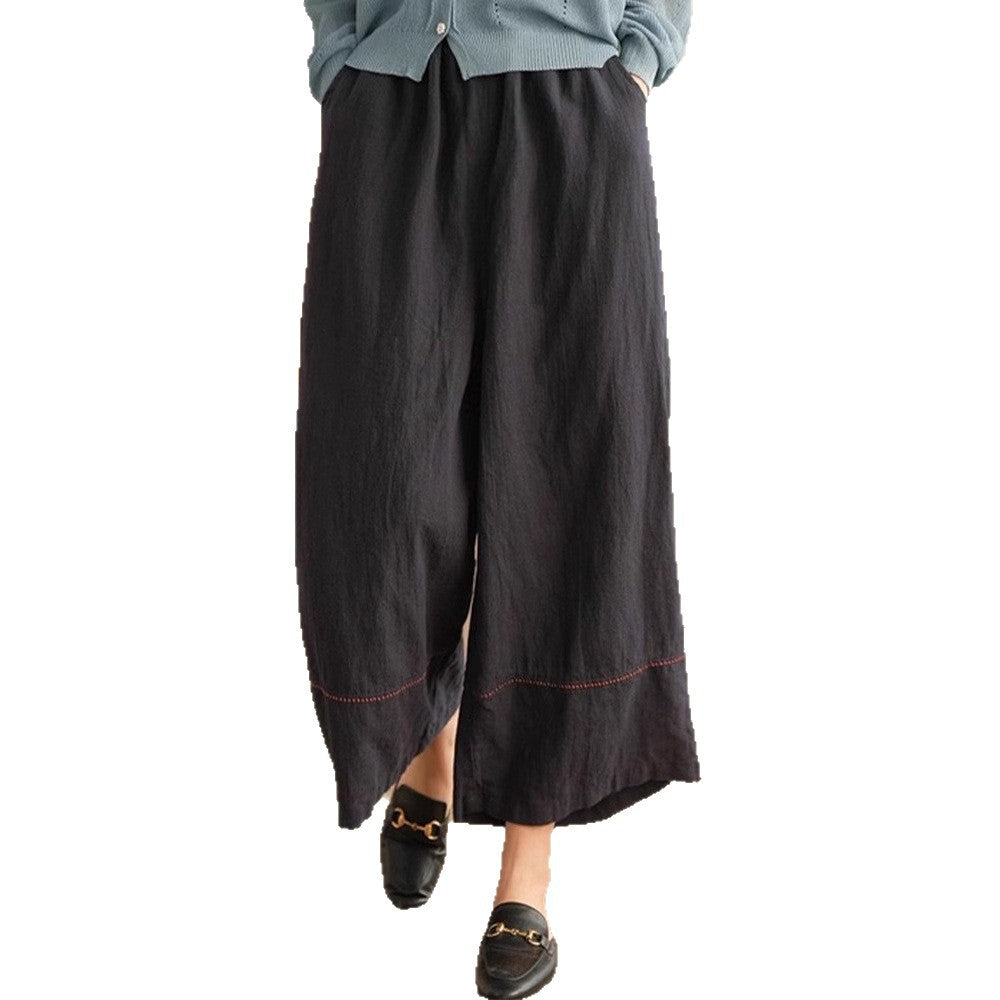 Japanese Linen Straight Drooping Casual Loose Slimming Wide Leg Women's Trousers