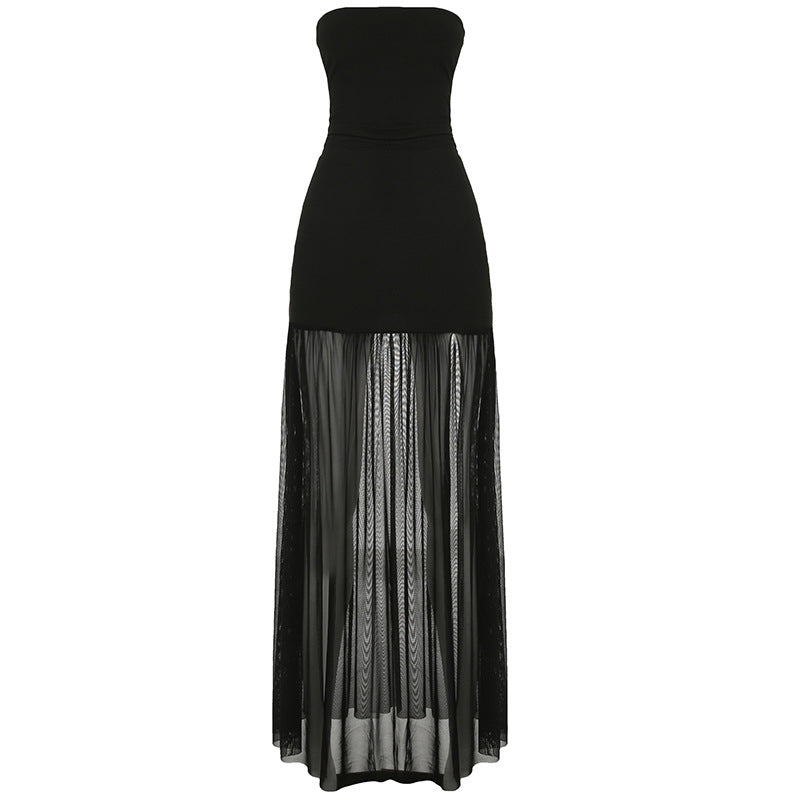 Women's Elegant Mesh Tube Top Dress