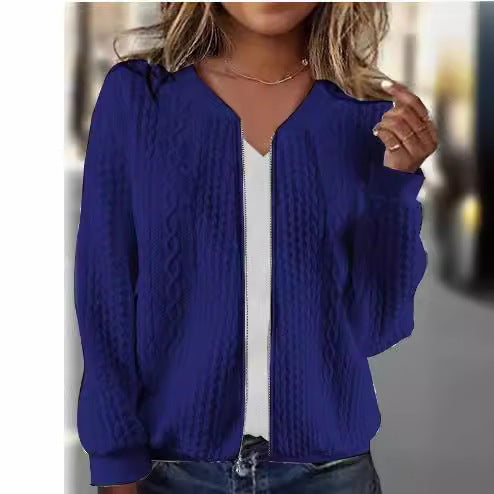 Women's Jacquard Long Sleeve Casual Short Coat