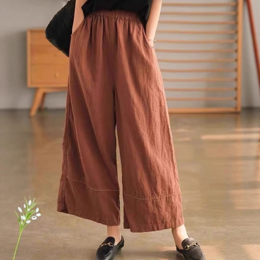 Japanese Linen Straight Drooping Casual Loose Slimming Wide Leg Women's Trousers