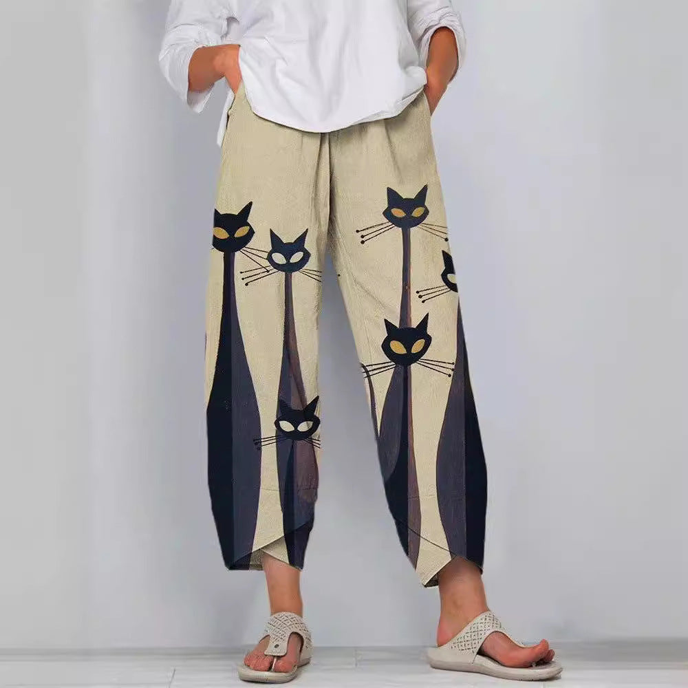 Women's Digital Printing Fashion Loose Casual Pants