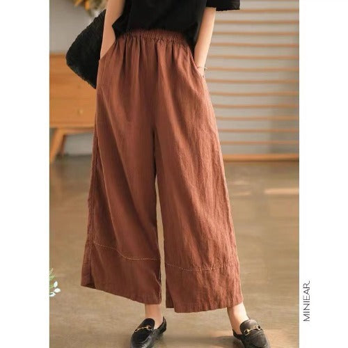 Japanese Linen Straight Drooping Casual Loose Slimming Wide Leg Women's Trousers