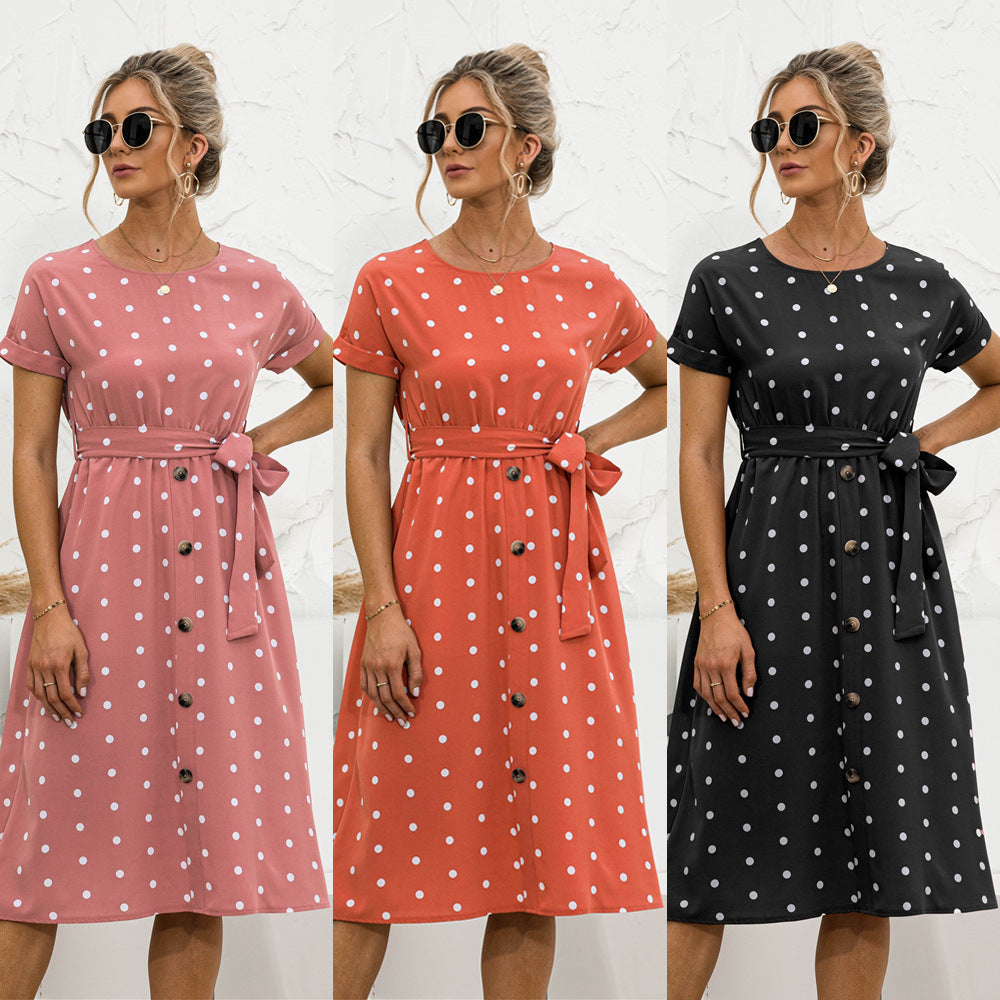 Summer Polka Dot Breasted Dress