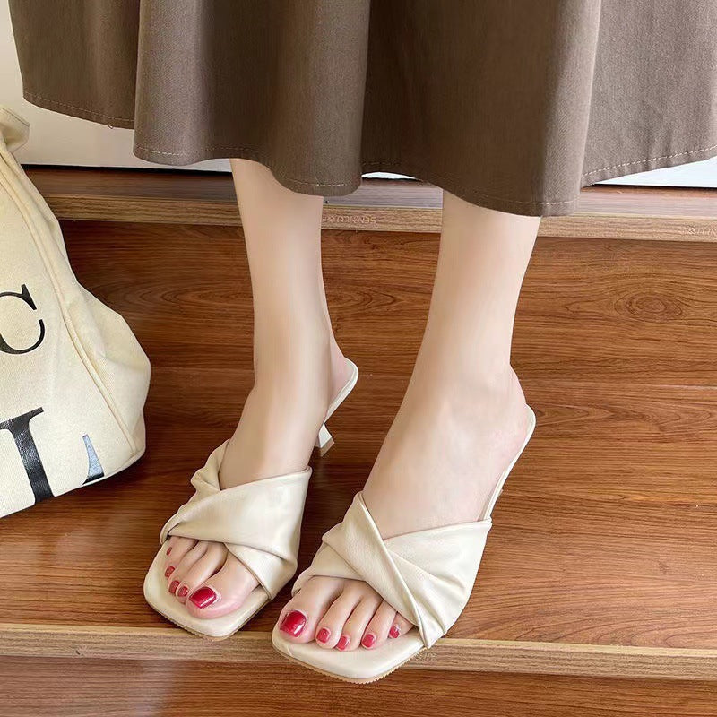 Simple High Heel Shoes Outdoor Semi-slippers