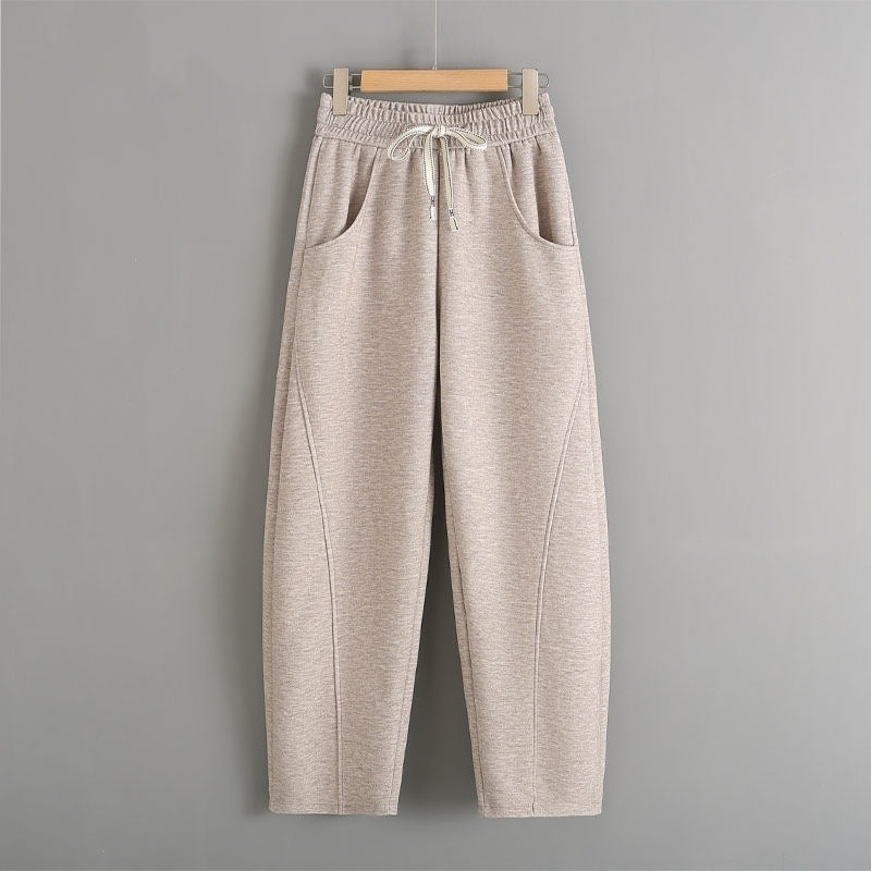 Fleece-lined Elastic Sickle High Waist Slimming Pants